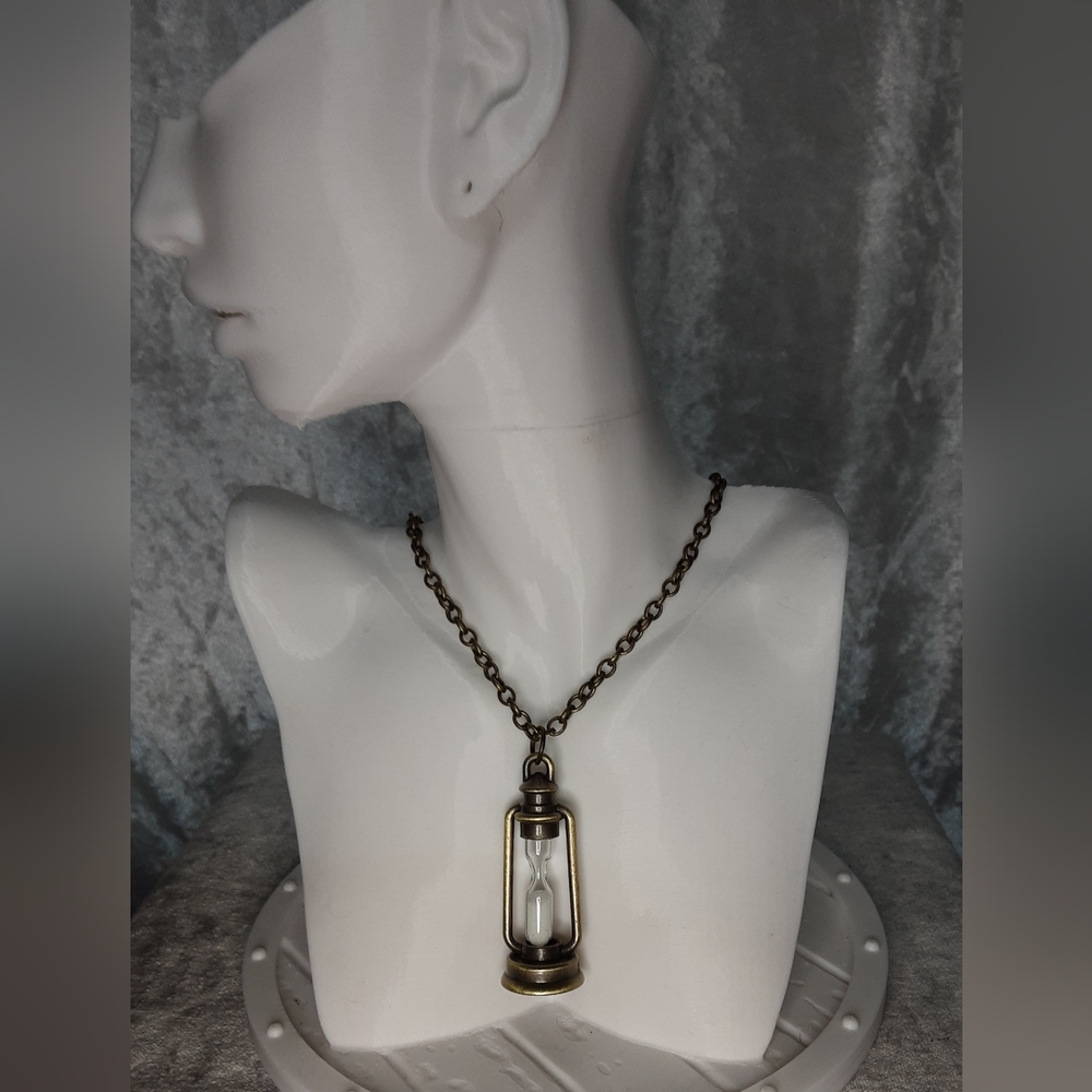 Handmade Bronze Colored Working Hour Glass Necklace